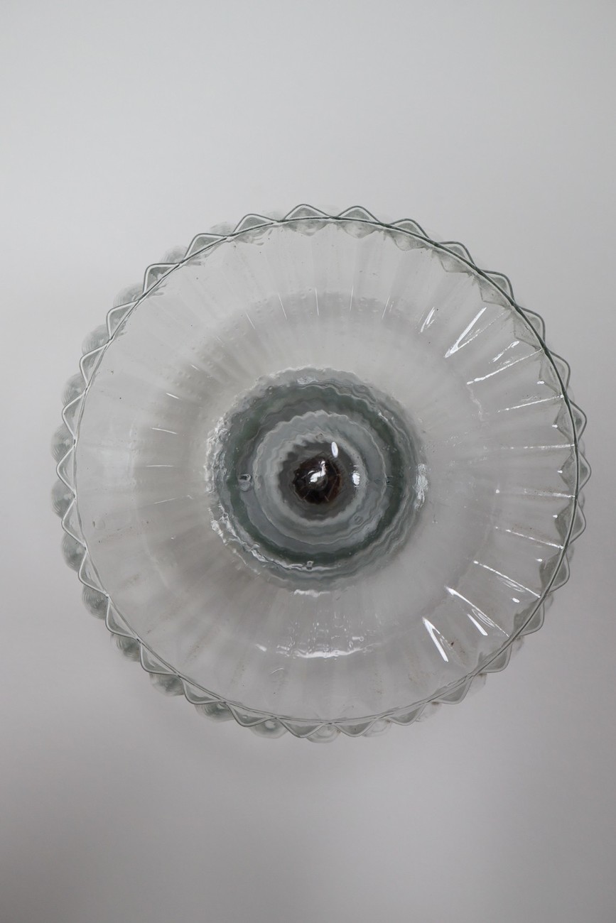  Vintage Wall/ceiling Lights with Clear Structured Glass Porcelain Base Mid-20th century