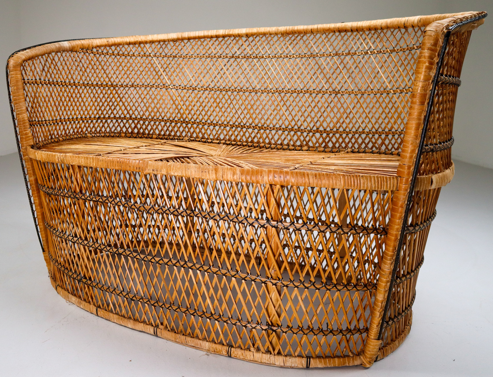 Wicker Garden or Patio Bench Austria 20th century