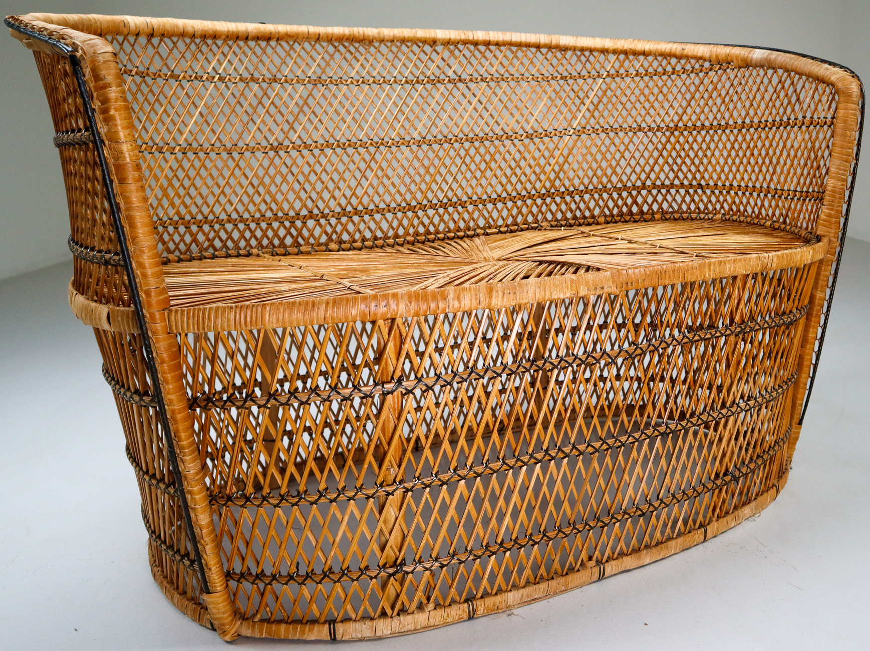Wicker Garden or Patio Bench Austria 20th century