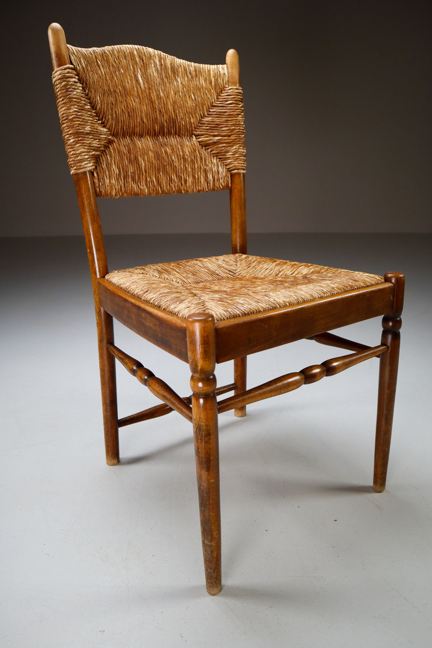 Wood and wicker chairs France 1950s Mid-20th century