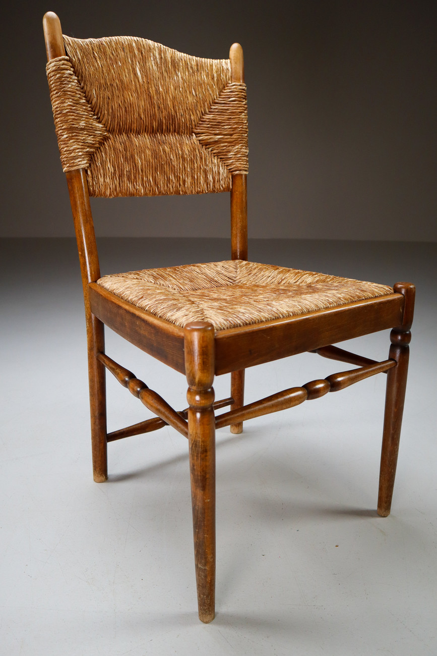 Wood and wicker chairs France 1950s Mid-20th century