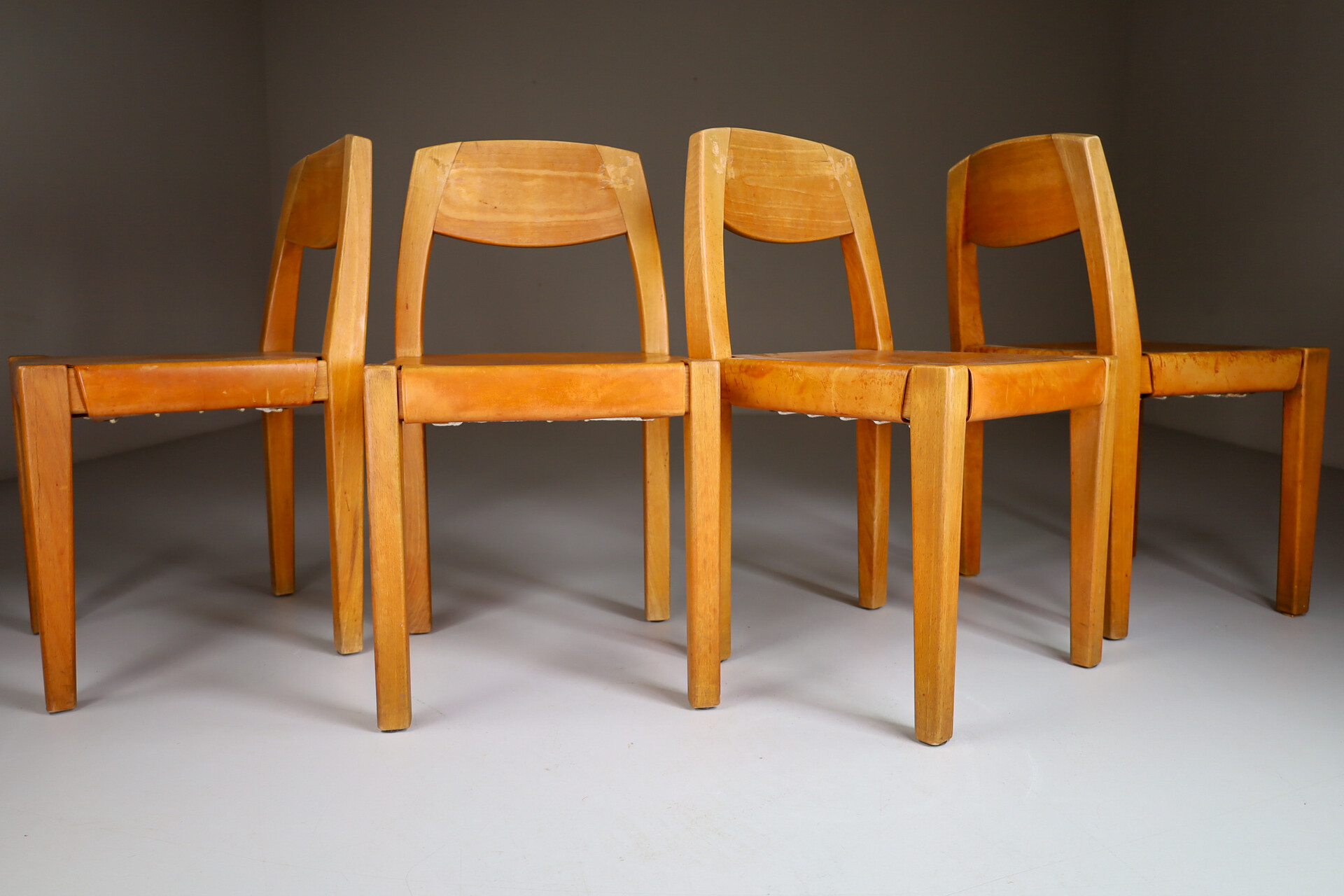 Wooden Chairs in Pierre Chapo style, France 1960s